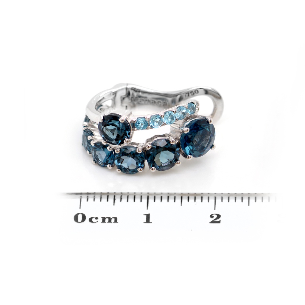 ARETES BRUMANI “MANACA“ 16-TOPACIOS AZUL LONDON-4.88ct 10-TOPACIOS AZUL SKY BLUE-0.55ct 8.7gr. ORO BLANCO 18K 