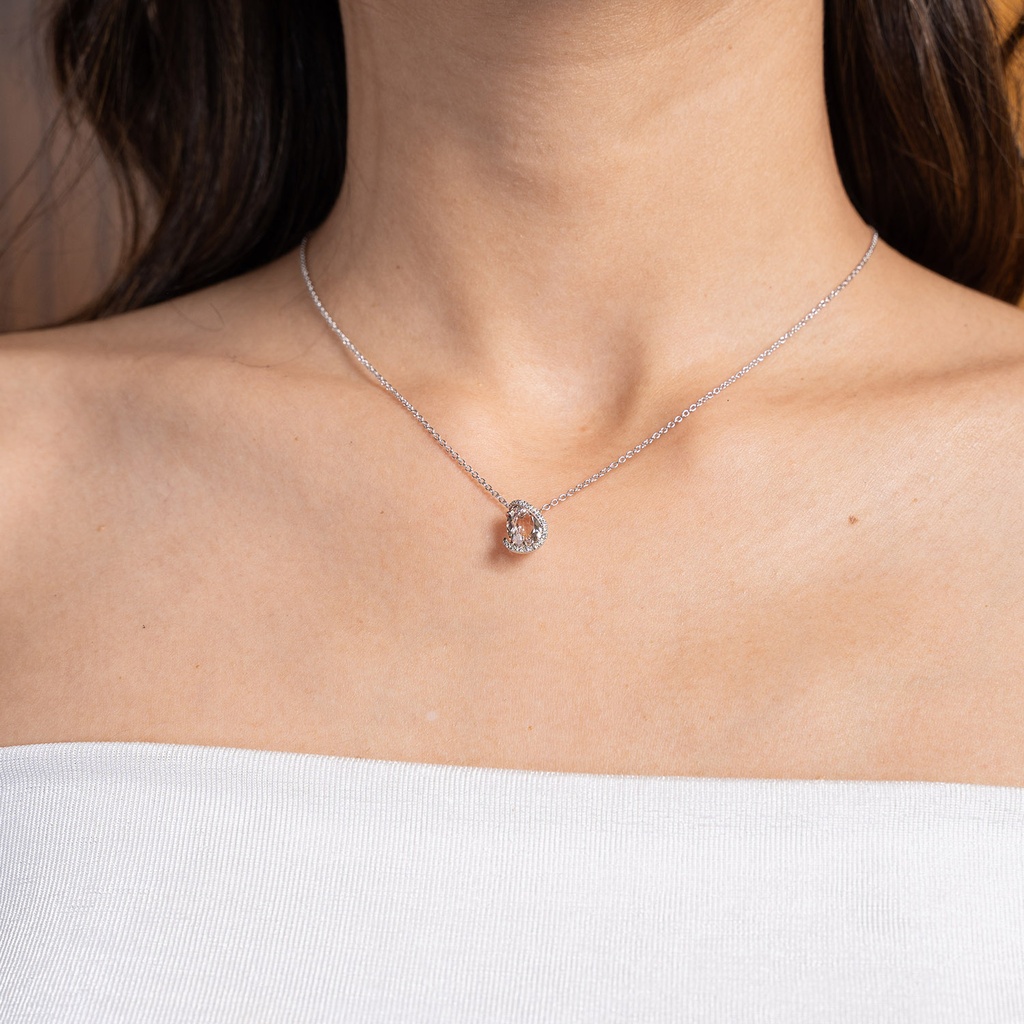 GARGANTILLA BRUMANI "LOOPING SHINE" 2-CRISTAL DE ROCA-2.00ct 15-DIAMANTES 0.06ct 4.7gr. 45cm. ORO ROSA/BLANCO 18K 