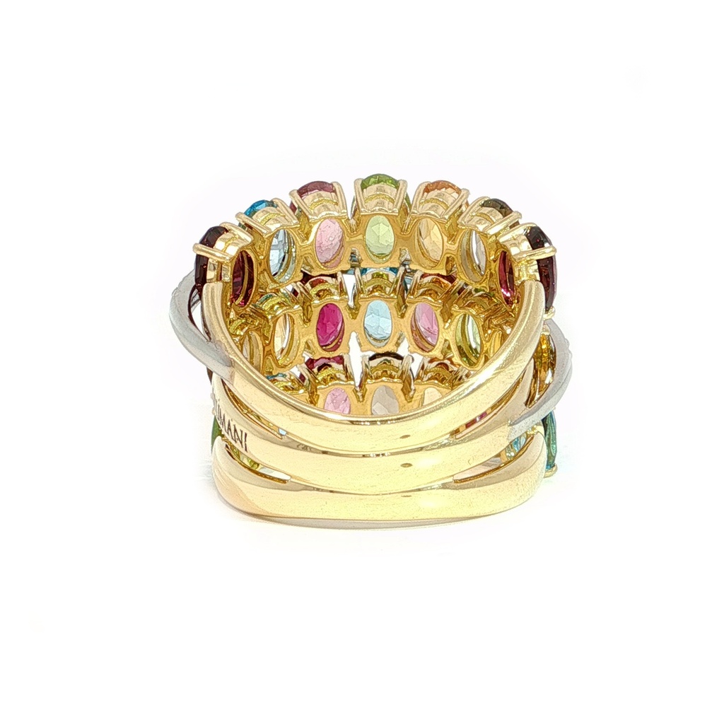 Anillo BRUMANI Looping Shine DIAMANTE-0.14ct MULTI/GEMAS 13.2gr ORO AMARILLO/BLANCO 18K 