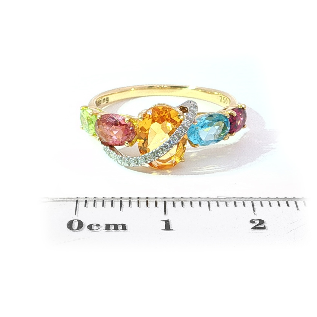 Anillo BRUMANI Looping Shine DIAMANTE-0.07ct MULTI/GEMAS 3.0gr ORO AMARILLO/BLANCO 18K