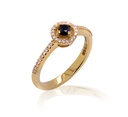 ANILLO “HALO-ROUND“ 1-DIAMANTE NEGRO Talla/Redondo 0.18ct. 38-DIAMANTES Talla-Redondo 0.17ct. 2.9gr. ORO AMARILLO 18K
