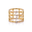 ANILLO “INCONTRO“ 4/BANDAS 40-DIAMANTES Talla-Marquise/Pera/Redondo 0.54ct.  6.9gr. ORO AMARILLO18K