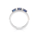 ANILLO “PATH“ 3-ZAFIROS/Oval 1.42ct 40-DIAMANTES 0.18ct GVS 3.33gr. ORO BLANCO 18K