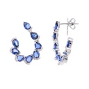 ARETES 16-ZAFIROS Talla/Pera 4.23ct, 48-DIAMANTES Talla/Brillante 0.15ct, 6.8gr ORO BLANCO 18K