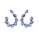 ARETES 16-ZAFIROS Talla/Pera 4.23ct, 48-DIAMANTES Talla/Brillante 0.15ct, 6.8gr ORO BLANCO 18K