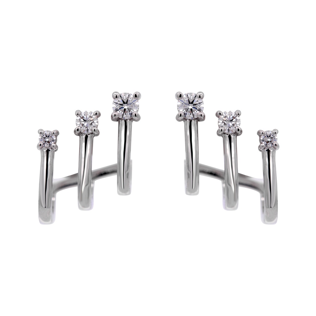 ARETES 6-DIAMANTES Talla/Brillante 0.48ct, 5.28gr ORO BLANCO 18K