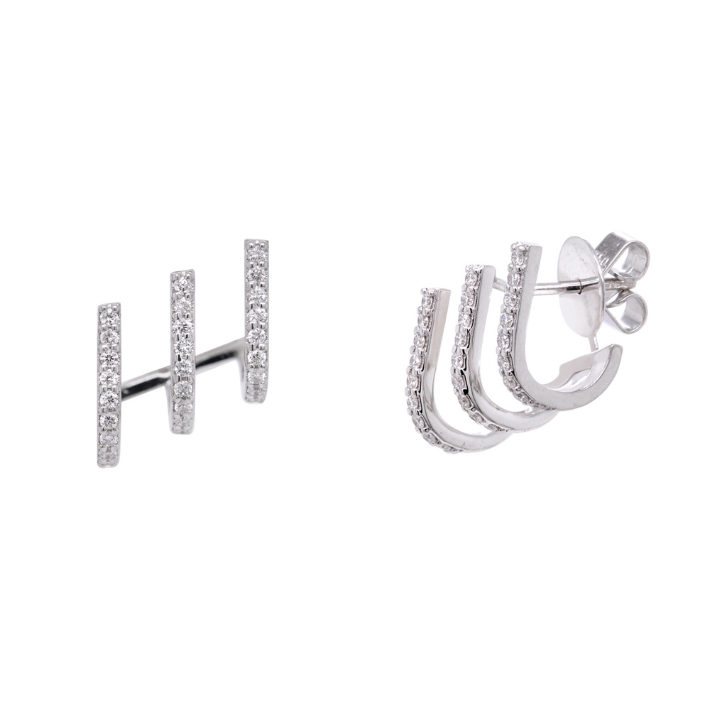 ARETES “TRE“ 54-DIAMANTES Talla/Redondo 0.40ct 3.9gr. ORO BLANCO 18K