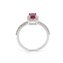 Anillo Frame “HALO SQUARE“ - RUBÍ/Talla-Esmeralda 0.51ct 34-DIAMANTES 0.21ct GVS 2.72gr ORO BLANCO 18K