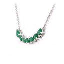 GARGANTILLA c/DIJE 7-ESMERALDAS Talla/Pera 1.36ct, 6-DIAMANTES 0.07ct  42cm 3.0gr ORO Blanco 18K