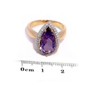 Anillo AMATISTA-PERA HALO-B23P 7.8gr ORO AMARILLO/BLANCO 18K