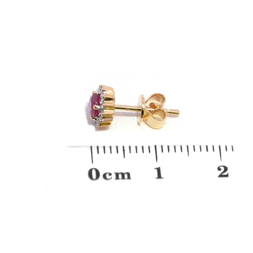 ARETES RUBI/ROUND HALO-B13P 1.6gr 18KYW  