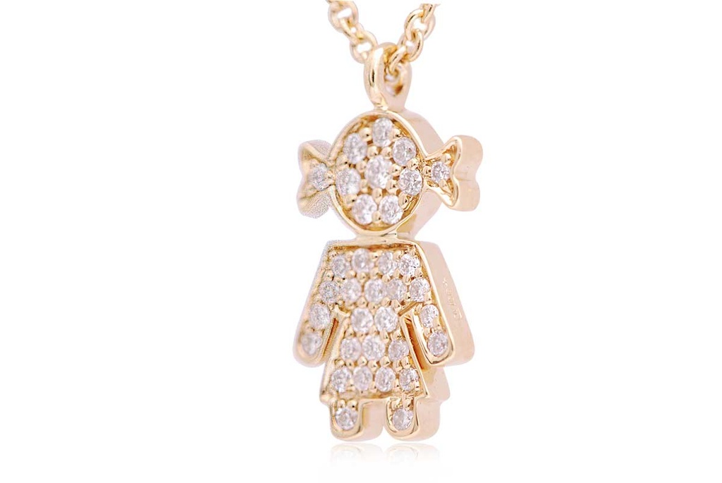 GARG C/DIJE GIRL/PAVE B21P 4.5gr. 39/42cm. ORO AMARILLO 18K