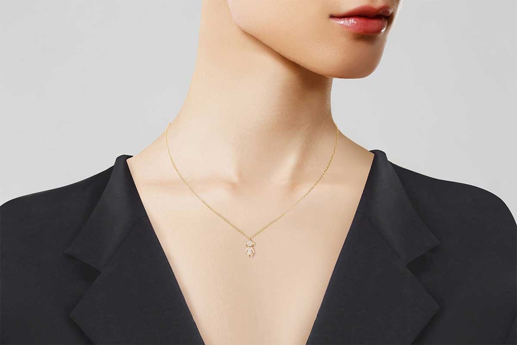 GARG C/DIJE GIRL/PAVE B21P 4.5gr. 39/42cm. ORO AMARILLO 18K