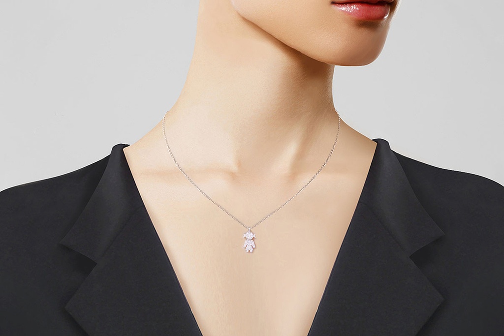 GARG C/DIJE PURITY/GIRL B12P 2.7gr. 42cm. ORO BLANCO 18K