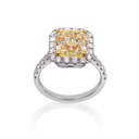 ANILLO 'MIEL' HALO DIAMANTE-Talla/RADIANTE 4.09ct UV/SI1 GIA#6214990435 30-DIAMANTES/0.91ct 6.9gr. ORO BLANCO/AMARILLO 18K