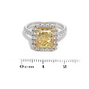 ANILLO 'MIEL' HALO DIAMANTE-Talla/RADIANTE 4.09ct UV/SI1 GIA#6214990435 30-DIAMANTES/0.91ct 6.9gr. ORO BLANCO/AMARILLO 18K
