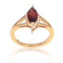ANILLO “MARIA DE LUJO“ GRANATE-1.21ct/Marquise DIAMANTE-0.09ct 3.9gr. ORO AMARILLO 18K