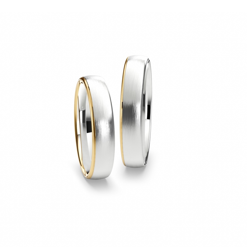 [CYC] Par de argollas de matrimonio "INSPIRATIONS" - Oro 14k combinado 4.5mm A04151-04152