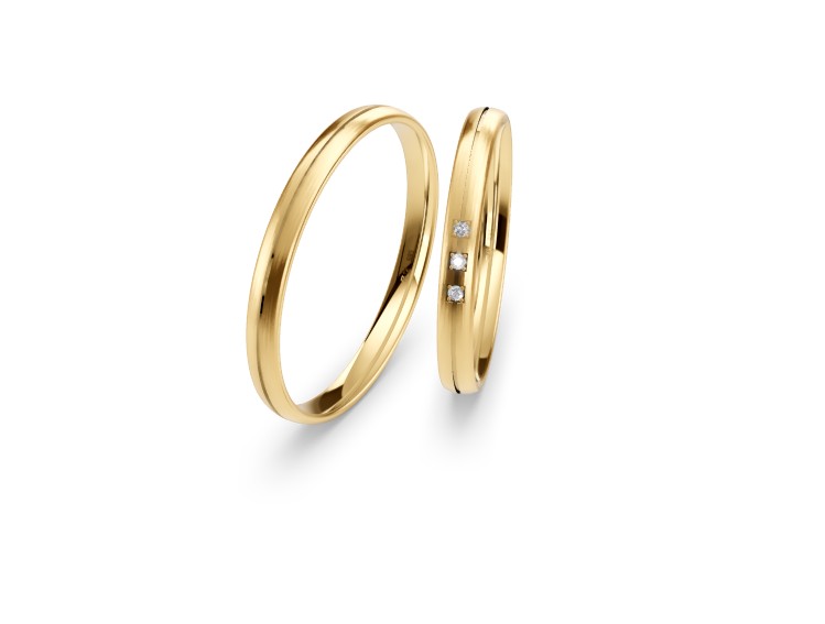 [CYC] Par de argollas de matrimonio "BASIC LIGHT" - Oro 14k combinado 3.5mm (05641-05642)
