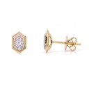 ARETES “SUNSHINE“ HEXÁGONO-8X5mm 20-DIAMANTES 0.17ct 1.5gr. ORO AMARILLO/BLANCO 18K