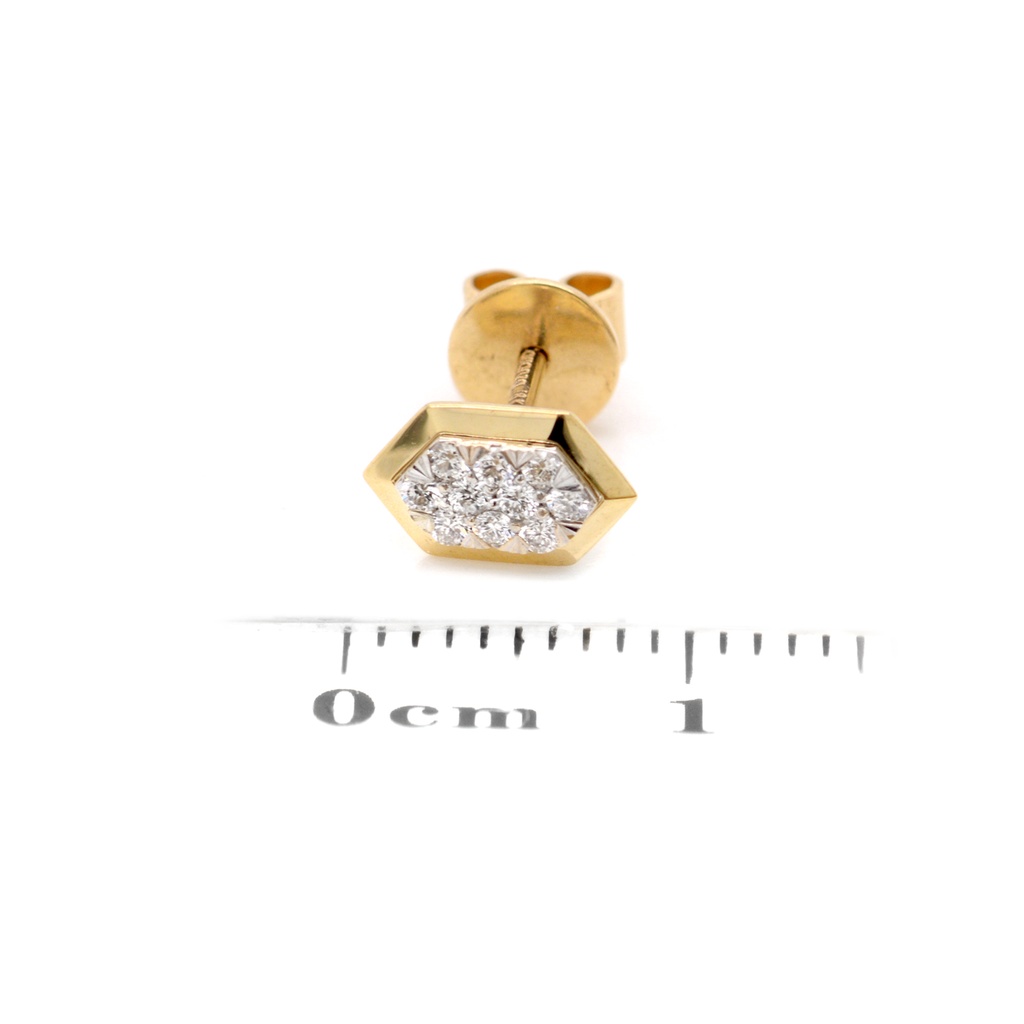ARETES “SUNSHINE“ HEXÁGONO-8X5mm 20-DIAMANTES 0.17ct 1.5gr. ORO AMARILLO/BLANCO 18K