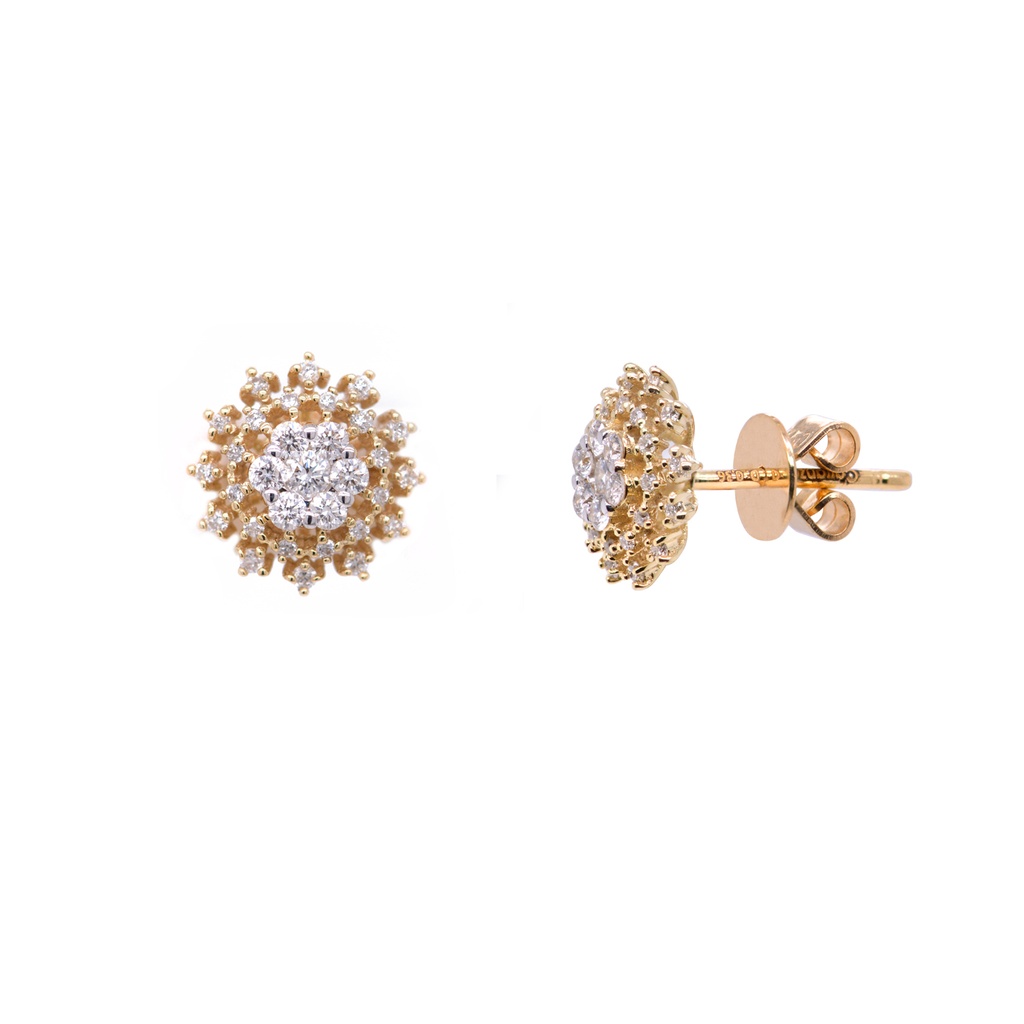 ARETES “CUASAR“ 62-DIAMANTES Talla/Redondo 0.36ct 1.9gr. ORO AMARILLO/BLANCO 18K