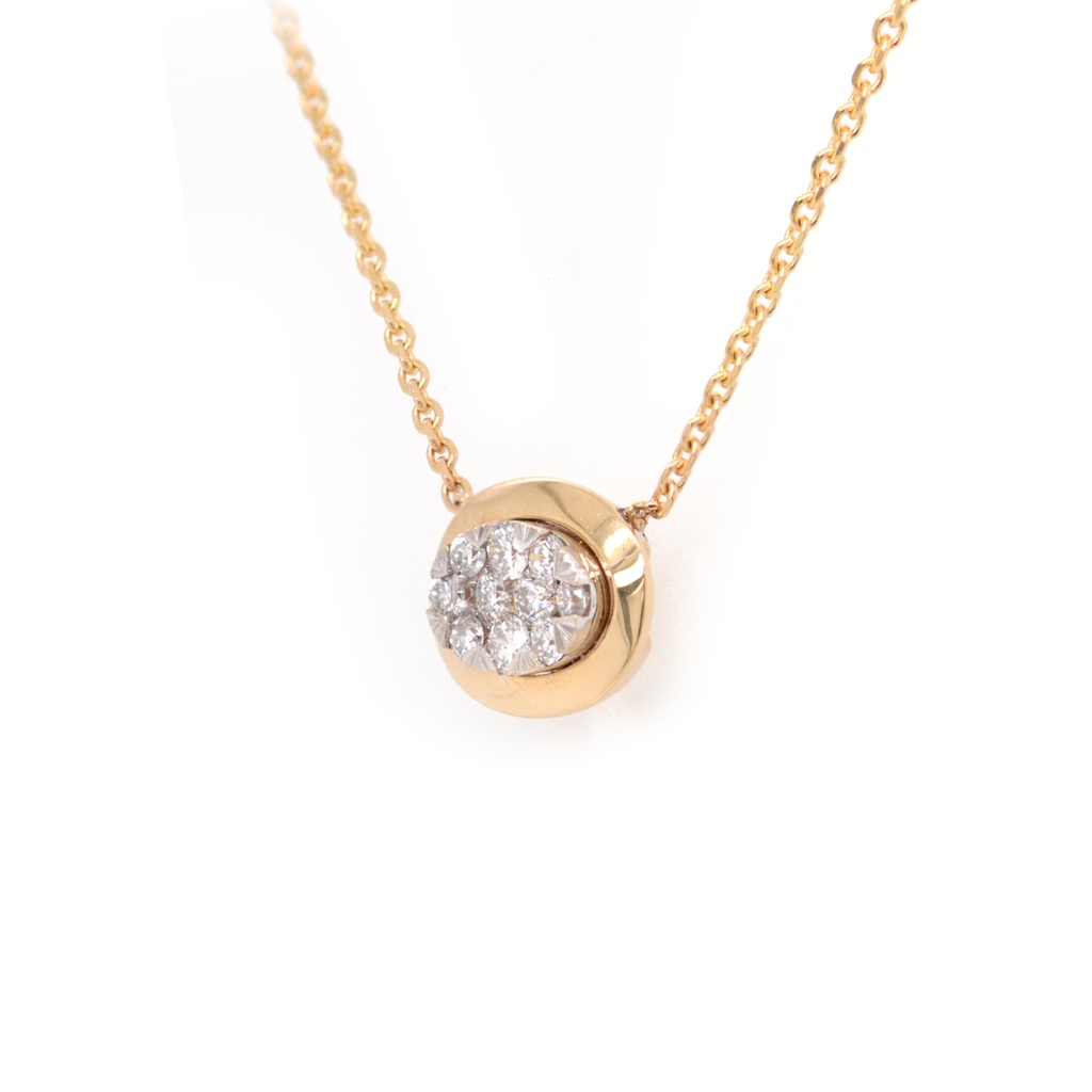 GARGANTILLA “SUNSHINE“ OVAL-7X5mm 10-DIAMANTES 0.07ct 1.7gr. 42cm. ORO AMARILLO/BLANCO 18K