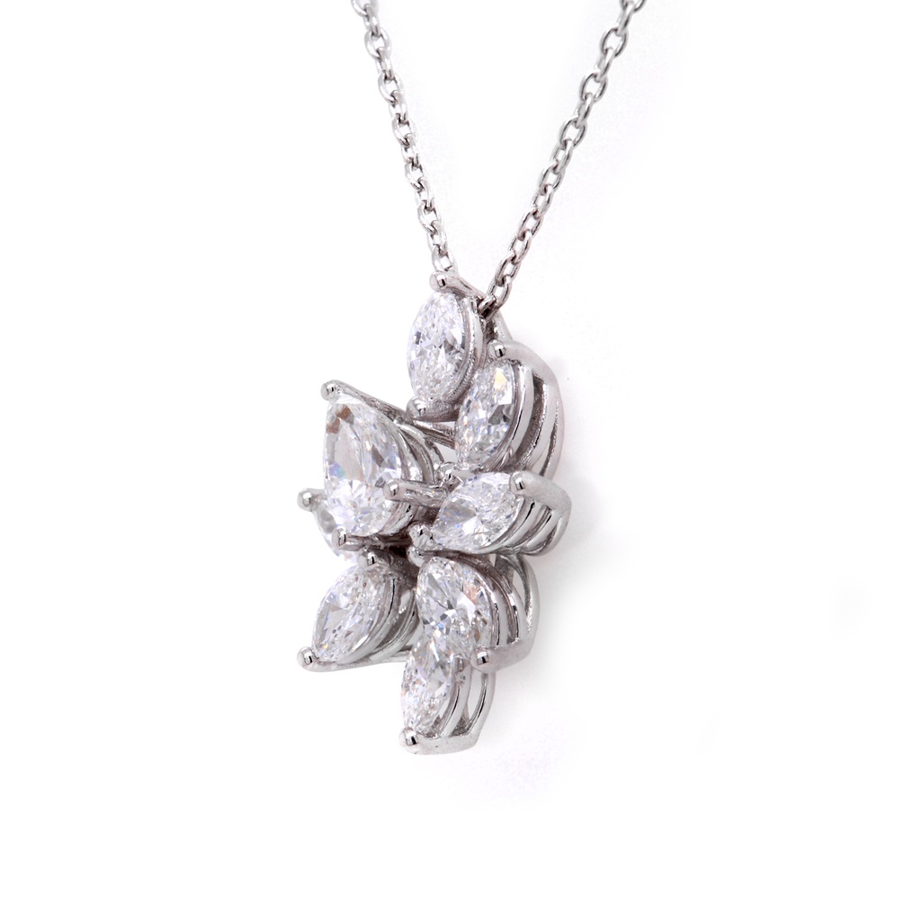 GARGANTILLA AGAVE 12-DIAMANTES Talla-Pera/Marquise/Redondo 1.40ct 4.1gr. 42cm. ORO BLANCO 18K