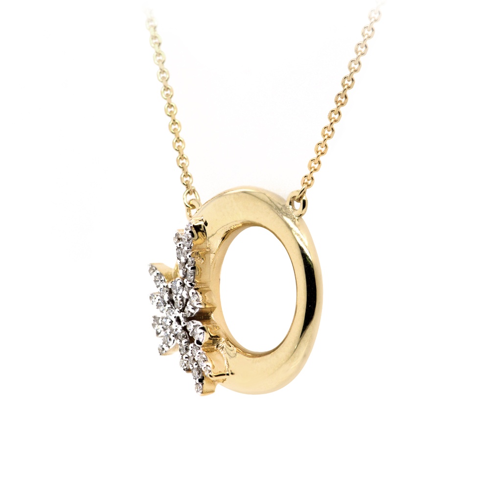 GARGANTILLA "FIORIRE" COLGANTE 35-DIAMANTES Talla-Redondo 0.20ct 5.3gr. 42cm. ORO AMARILLO 18K