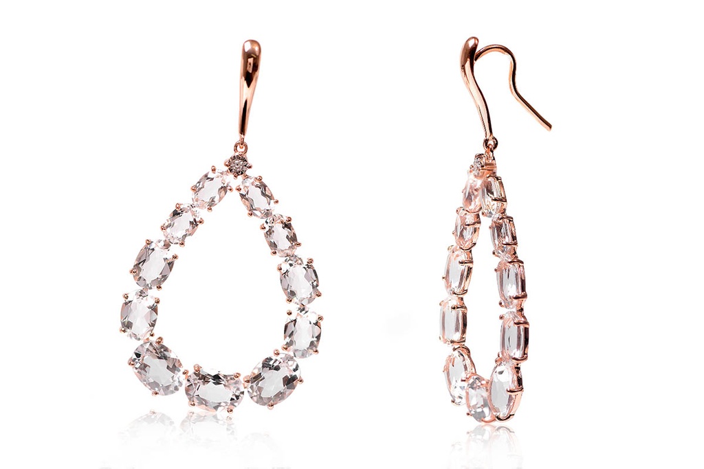 Aretes BRUMANI OR/OB LOOPING SHINE Cuarzo-15.0ct Diamante-0.02ct 7.4gr 18KY