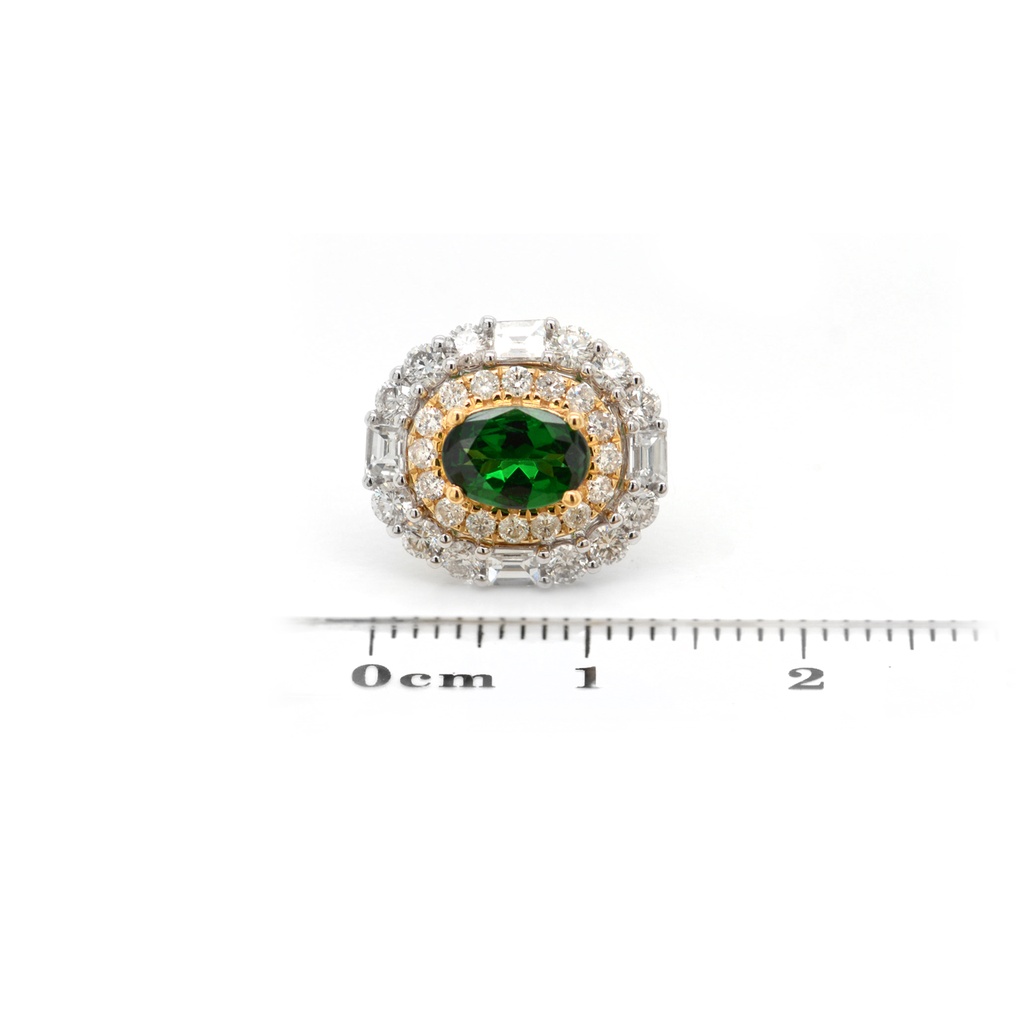 ARETES TSAVORITA-1.38ct BBG173P GVS 5.0gr. ORO BLANCO/AMARILLO 18K