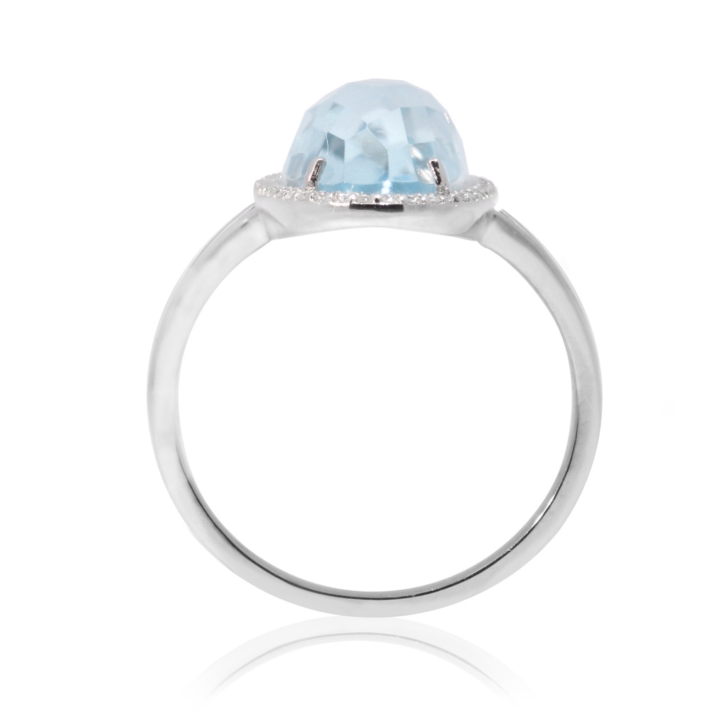 ANILLO Halo Colori TOPACIO AZUL/SKY-8.05ct DIAMANTES-0.17ct 4.9gr. ORO BLANCO 18K
