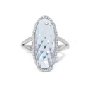 ANILLO Halo Colori TOPACIO AZUL/SKY-8.05ct DIAMANTES-0.17ct 4.9gr. ORO BLANCO 18K