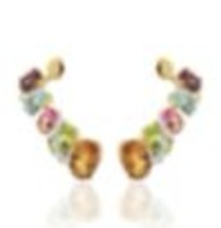 Aretes LOOPING SHINE Diamante-0.08ct Multi/Gemas-3.04ct 4.9gr 18K 