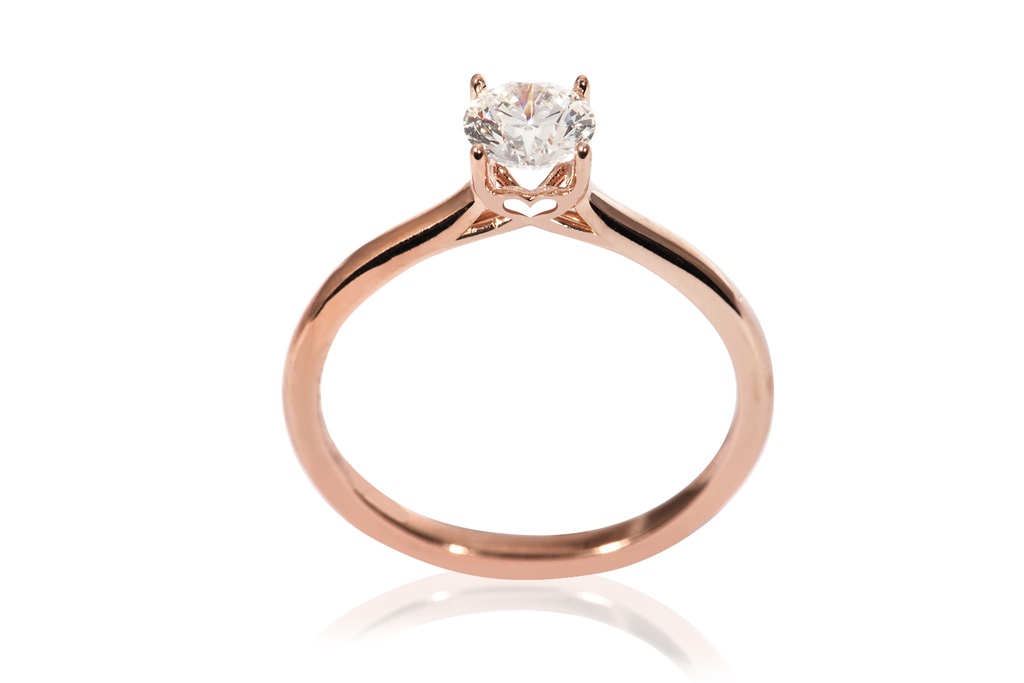 [CYC] Anillo de Compromiso Amore con un diamante natural Corte Ideal Original 1/2ct VS2/I en oro rosa 18K