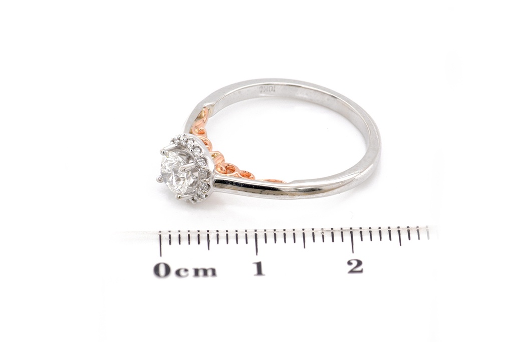 [CYC] Anillo de Compromiso Cinderella I con un diamante natural Corte Ideal Original 1/2ct VS2/I y adornado con 0.09ct de diamantes naturales en oro blanco/rosa 18K