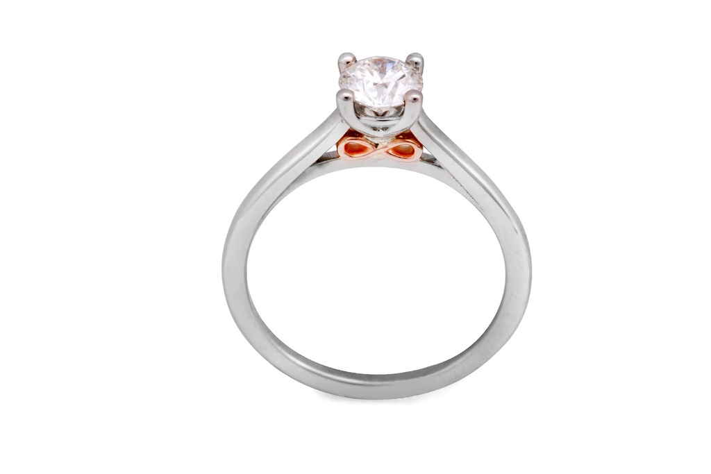 [CYC] Anillo de Compromiso Cinderella VIII con un diamante natural Corte Ideal Original 1/4ct VS2/I en oro blanco/rosa 18K