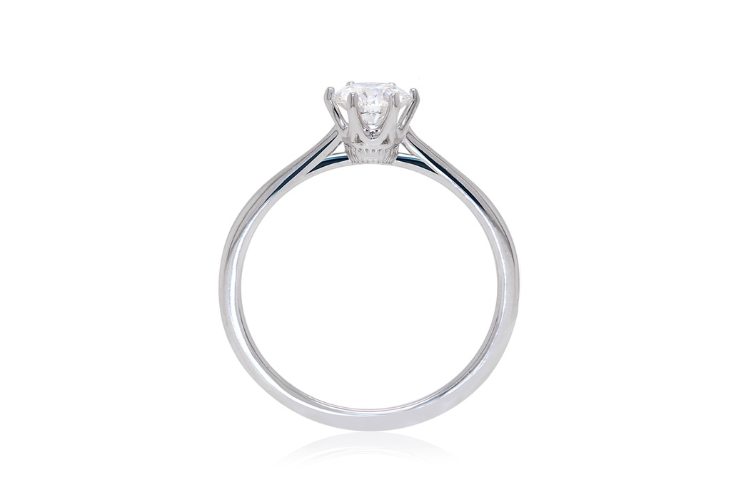 [CYC] Anillo de Compromiso Crown con un diamante natural Corte Ideal Original 1/3ct VS2/I en oro blanco 14K