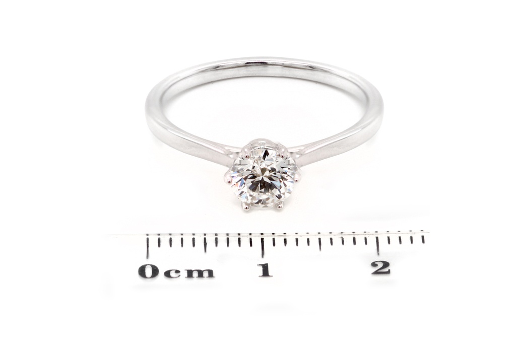 [CYC] Anillo de Compromiso Crown con un diamante natural Corte Ideal Original 2/3ct VS2/I en oro blanco 14K