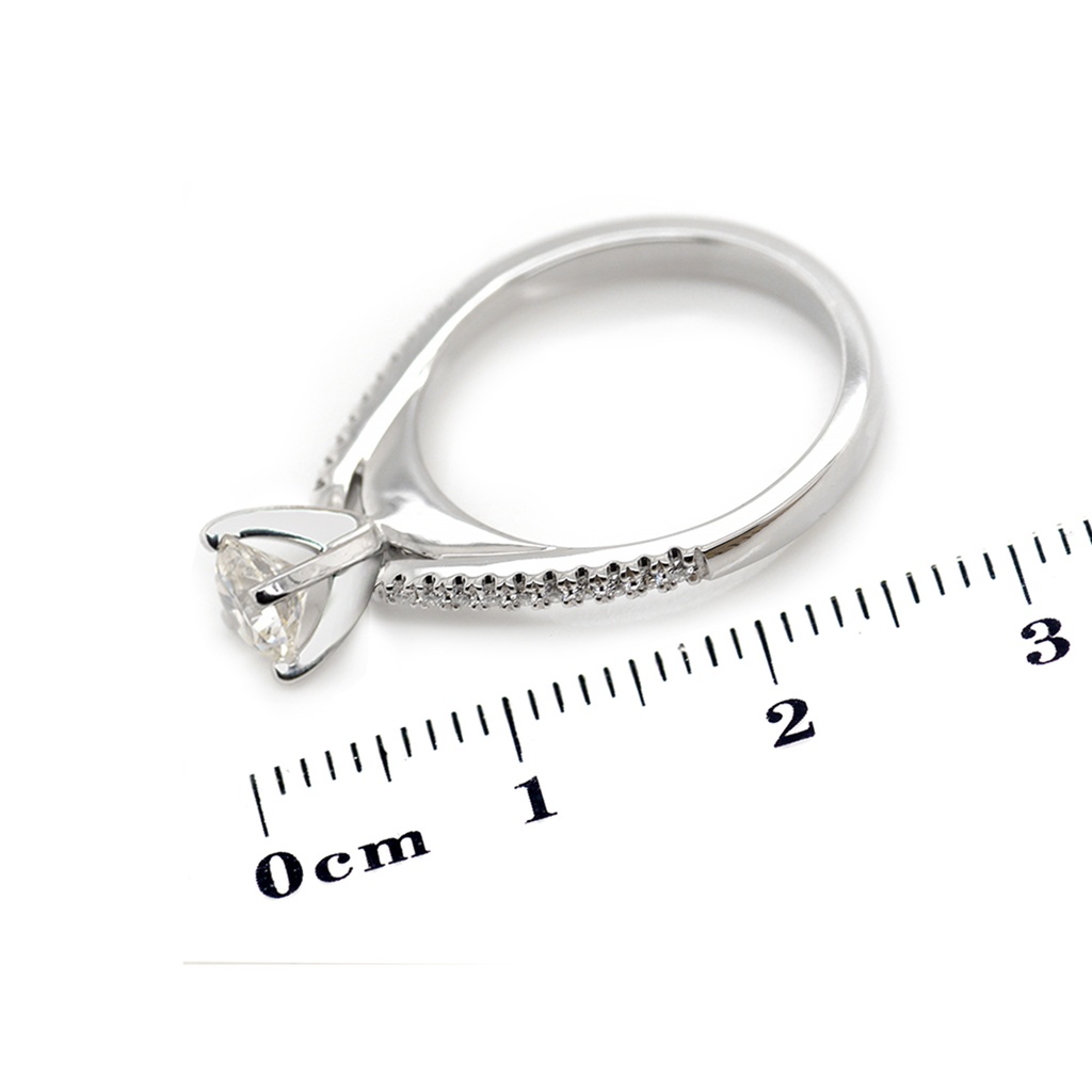 [CYC] Anillo de Compromiso Desire con un diamante natural Corte Ideal Original 1/3ct VS2/I y adornado con 0.09ct diamantes naturales VS/G en oro blanco 18K