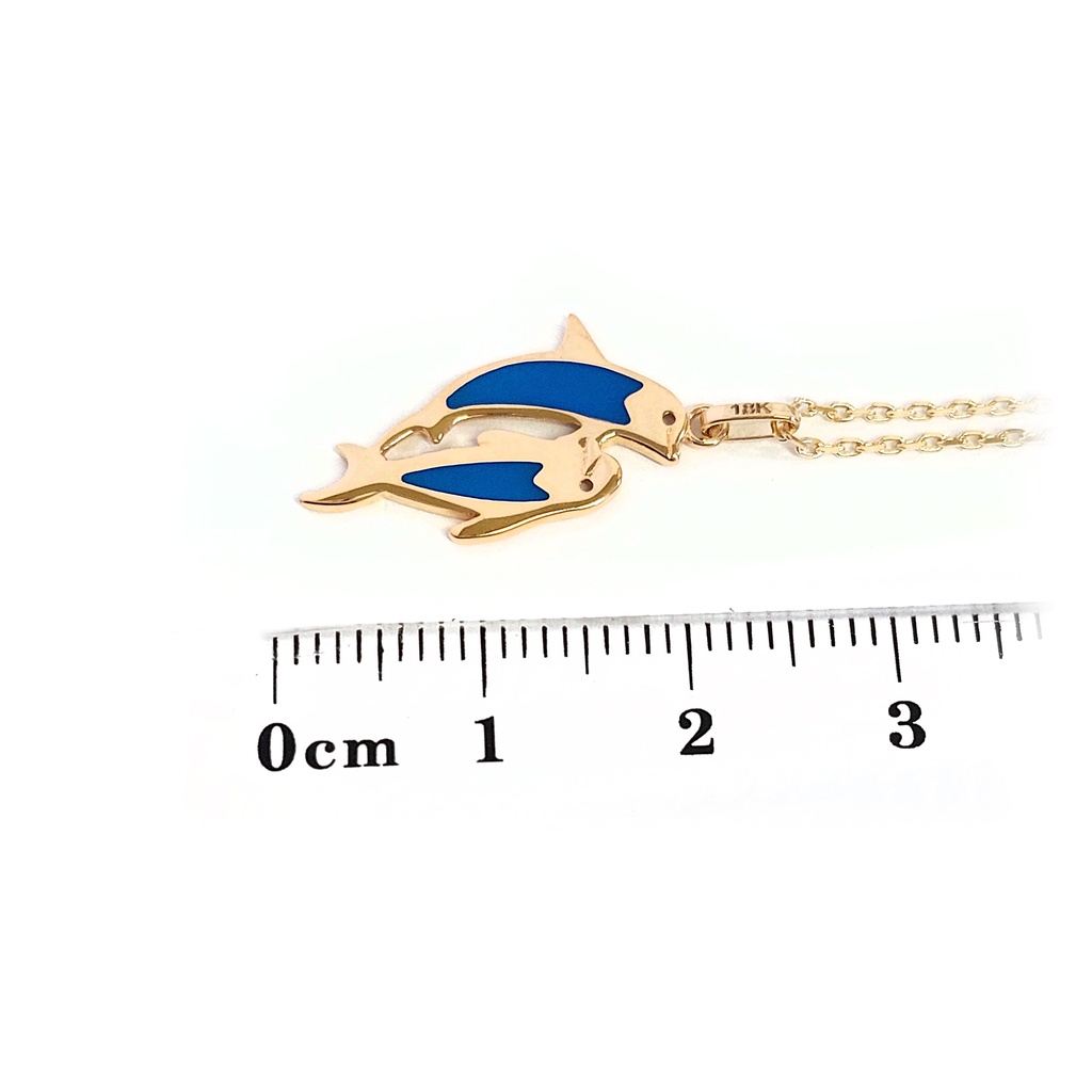 GARG C/DIJE DELFINES ESMALTE-AZUL 18KY 3