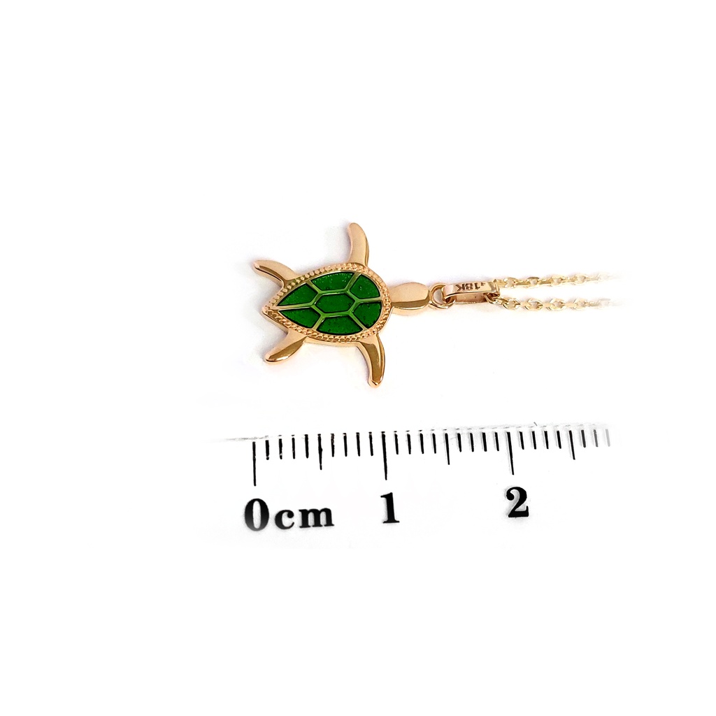 GARG C/DIJE TORTUGA ESMALTE-VERDE 18KY 2.88