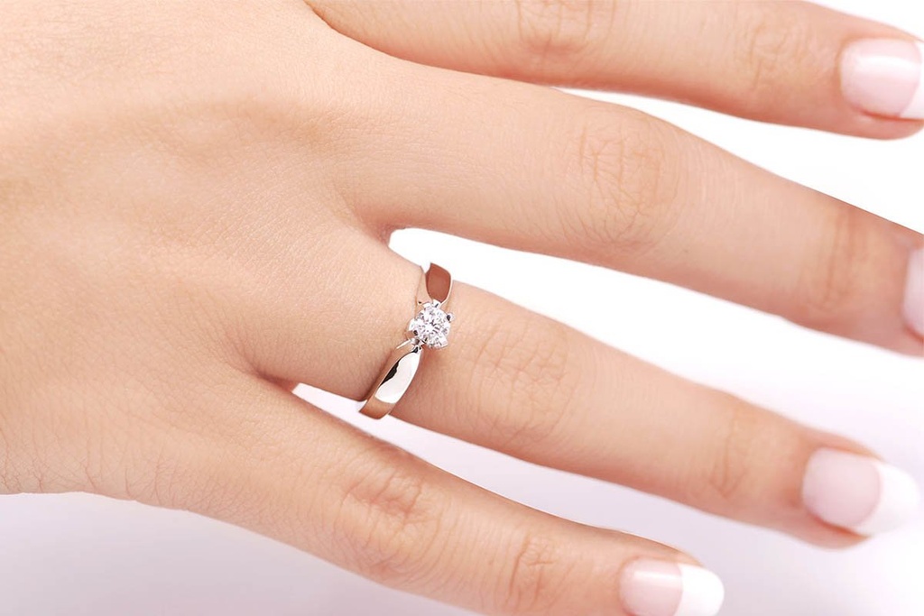 [CYC] Anillo de Compromiso Para Siempre con un diamante natural Corte Ideal Original 1/4ct VS2/I en oro blanco 18K