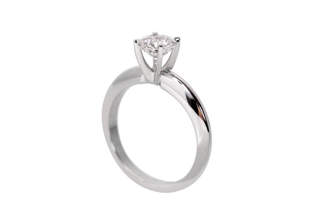 [CYC] Anillo de Compromiso Princess con un diamante natural Corte Ideal Original 1/2ct VS2/I en oro blanco 14K