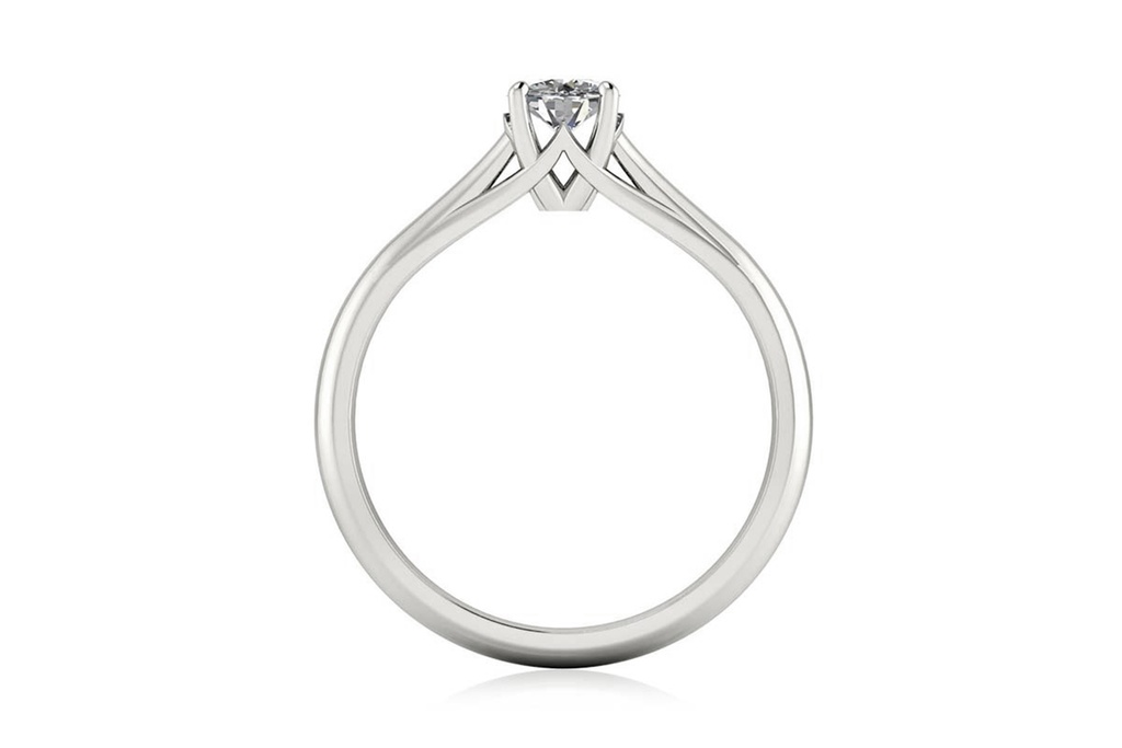 [CYC] Anillo de Compromiso Pyramide con un diamante natural Corte Ideal Original 1/2ct VS2/I en oro blanco 14K