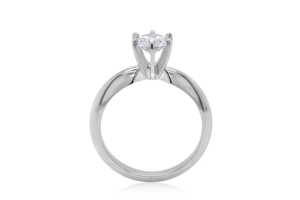 [CYC] Anillo de Compromiso Queen con un diamante natural Corte Ideal Original 1/2ct VS2/I en oro blanco 14K