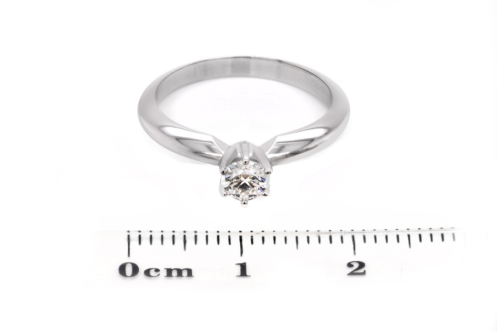[CYC] Anillo de Compromiso Queen con un diamante natural Corte Ideal Original 1/2ct VS2/I en oro blanco 14K