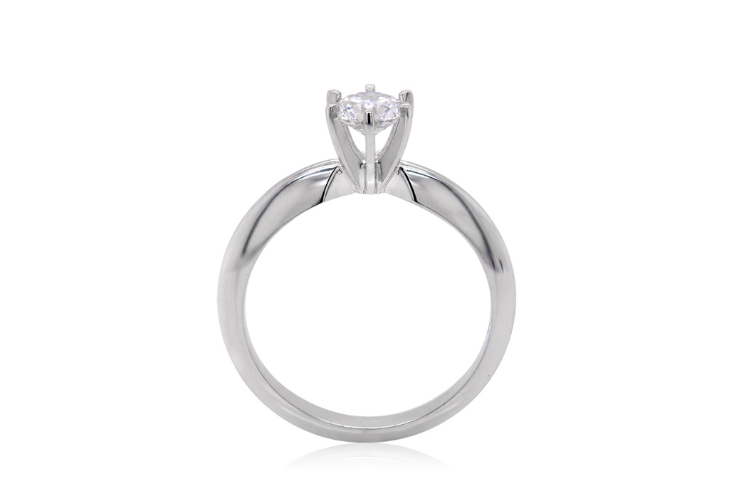 [CYC] Anillo de Compromiso Queen con un diamante natural Corte Ideal Original 1/4ct VS2/I en oro blanco 14K