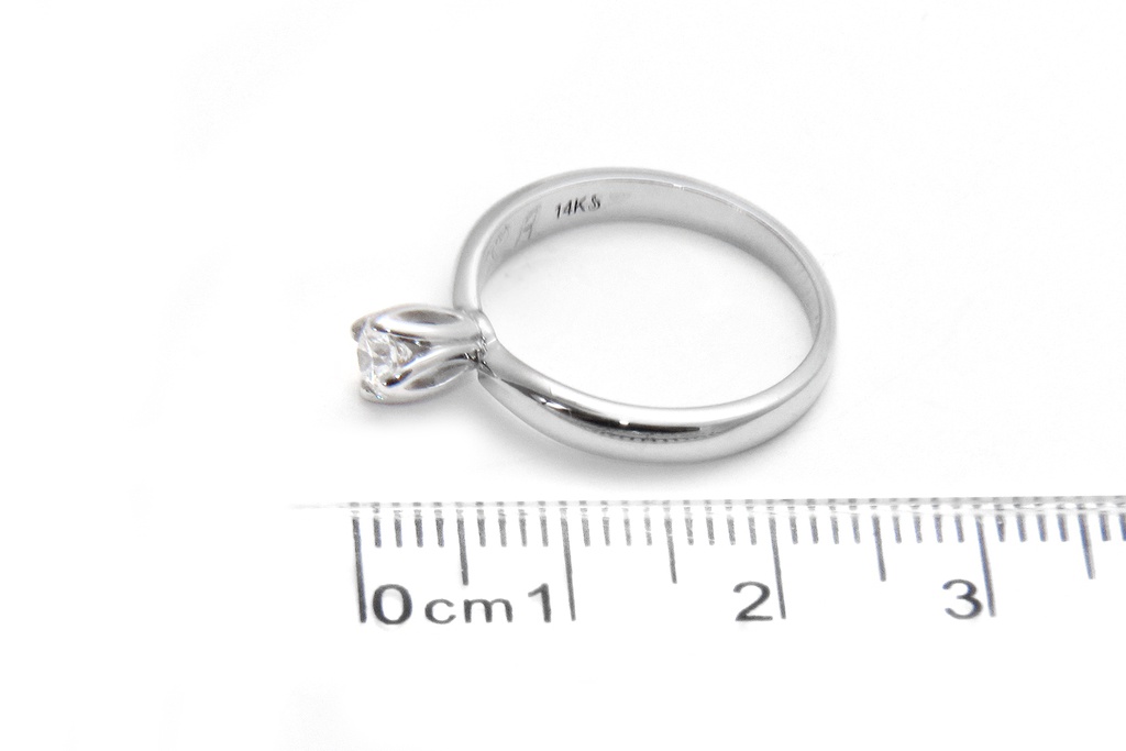 [CYC] Anillo de Compromiso Tulipset con un diamante natural Corte Ideal Original 1/3ct VS2/I en oro blanco 14K
