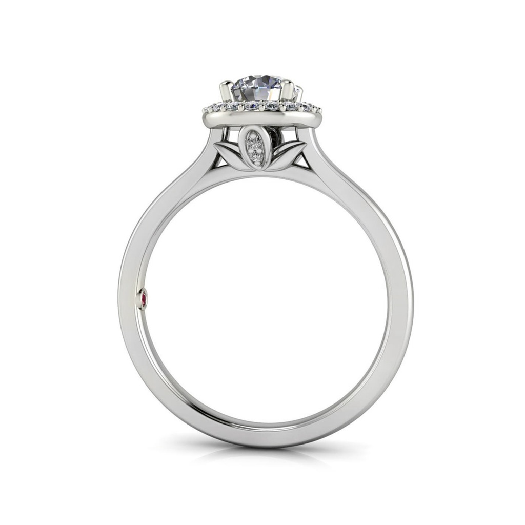 [CYC] Anillo de Compromiso Venus & Mars I con un diamante natural Corte Ideal Original 1/2ct VS2/I y adornado 14 diamantes naturales 0.10ct en oro blanco 18K